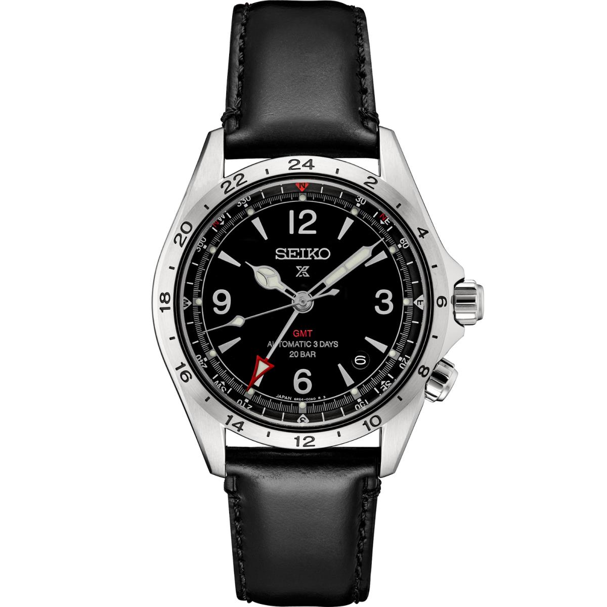 Seiko Prospex Alpinist Gmt Black Dial Black Strap Watch SPB379