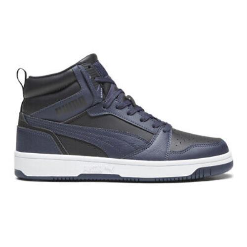 Puma Rebound High Top Mens Black Blue Sneakers Casual Shoes 39232608 - Black, Blue