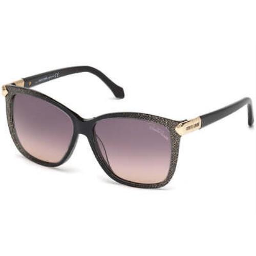 Roberto Cavalli Menkent 902S 05B Black Square Purple Gradient 57mm Sunglasses