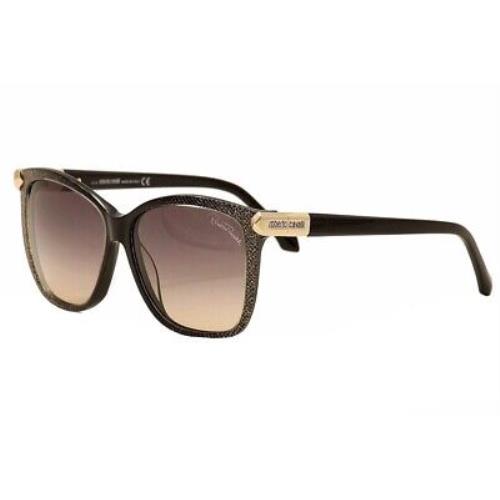 Roberto Cavalli Menkent 902S 74F Black Square Brown Gradient 57mm Sunglasses - Frame: Black, Lens: Brown Gradient