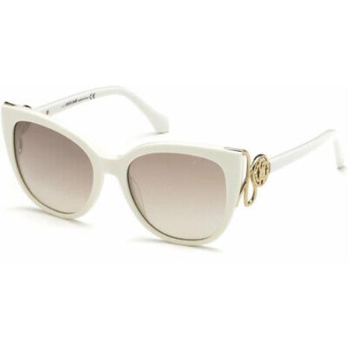 Roberto Cavalli Giannutri 1063 21G White Cat Eye Brown Gradient 54mm Sunglasses