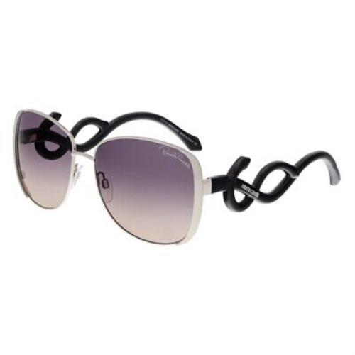 Roberto Cavalli Minkar 910S 16B Silver Square Purple Gradient 59mm Sunglasses