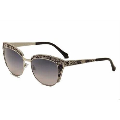 Roberto Cavalli Sualocin 973S 16C Silver Cat Eye Gray Gradient 54mm Sunglasses