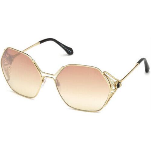 Roberto Cavalli Fosdinovo 1056 32U Gold Square Bordeaux Mirror 63mm Sunglasses