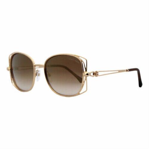 Roberto Cavalli Casentino 1031 28G Rose Gold Oval Brown Gradient 55mm Sunglasses - Frame: Rose Gold, Lens: Brown Gradient