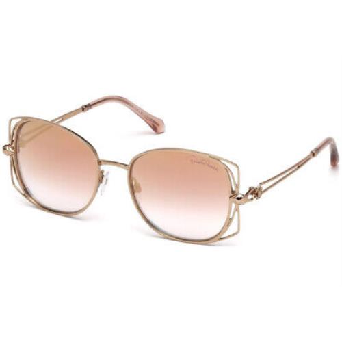 Roberto Cavalli Casentino 1031 34U Rose Gold Oval Rose Gradient 55mm Sunglasses - Frame: Rose Gold, Lens: