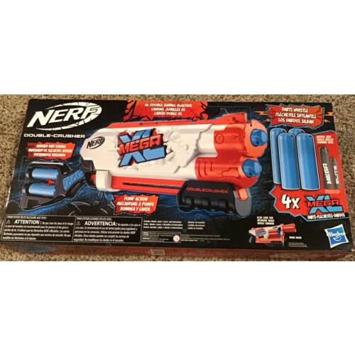 Nerf Mega XL Double Crusher Pump Action Double Barrel Whistle Darts x4 New