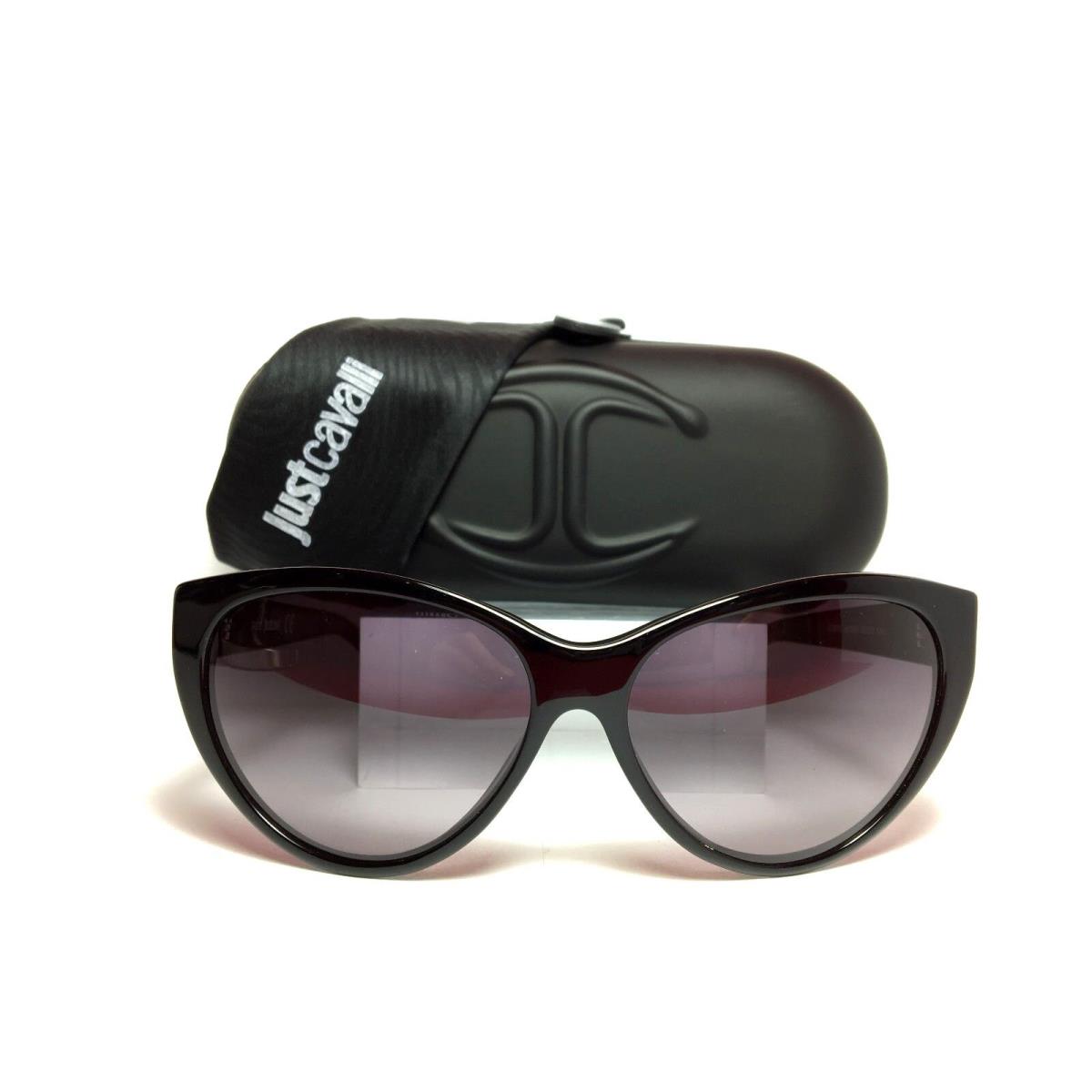 Just Cavalli JC490S 01B Black Cat Eye Gray Gradient 60-13-140 Women`s Sunglasses