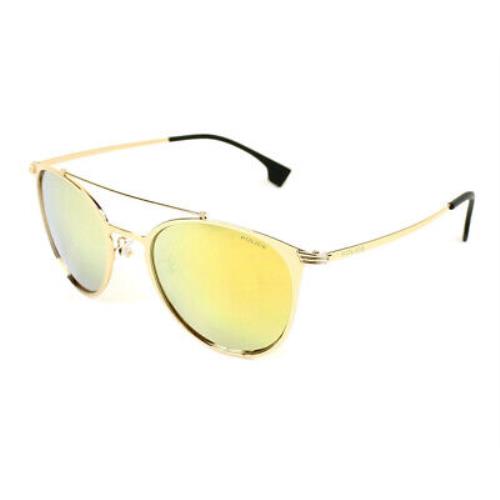 Police Rival9 SPL156V 300G Gold Round Gold Mirror 51-20-145mm Unisex Sunglasses - Frame: Gold, Lens: Gold Mirror