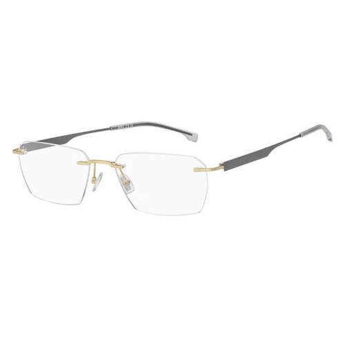 by Hugo Boss: Boss 1265/A Aoz Gold Eyeglass 57/18/150 with Titanium Temples - Semi Matte Gold, Frame: Gold, Manufacturer: