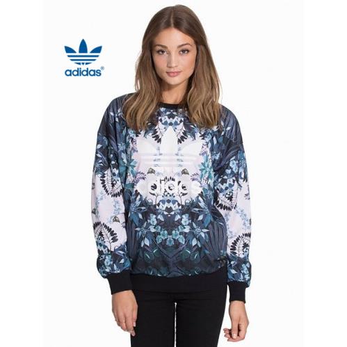 Adidas Orginals Women M Florera Pullover Print Logo Top Sweatshirt Rare