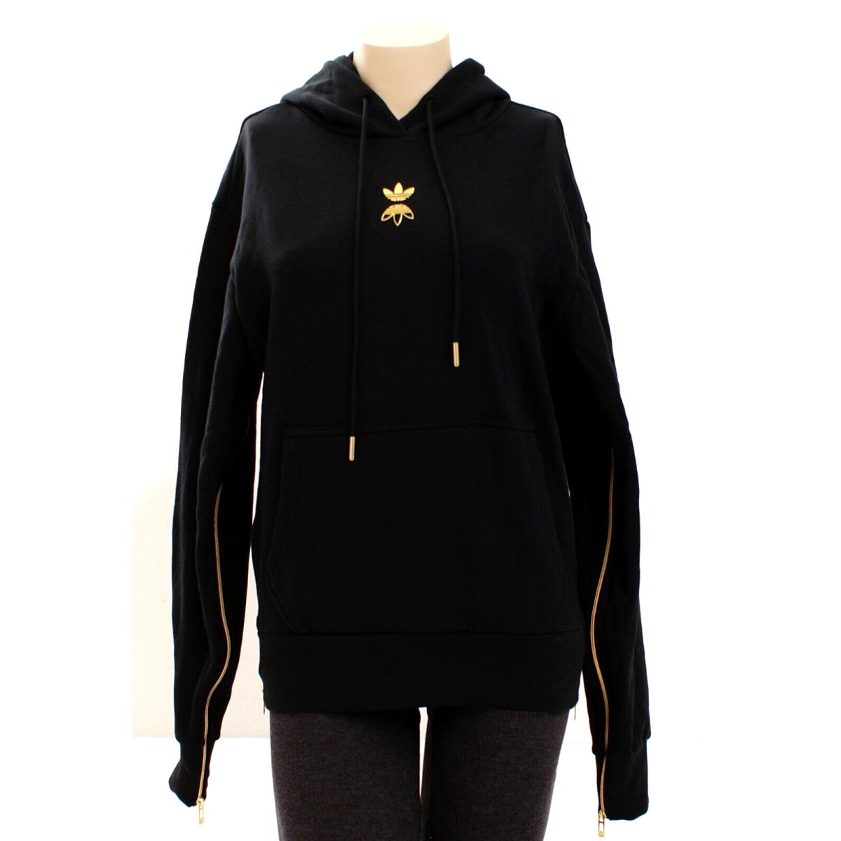 Adidas Black Pullover Hoodie with Side and Underarm Zippers Women`s XS