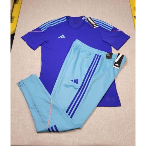 Adidas Tiro 23 Jersey Shirt Track Pants Set Small Lucid Blue Tapered Soccer
