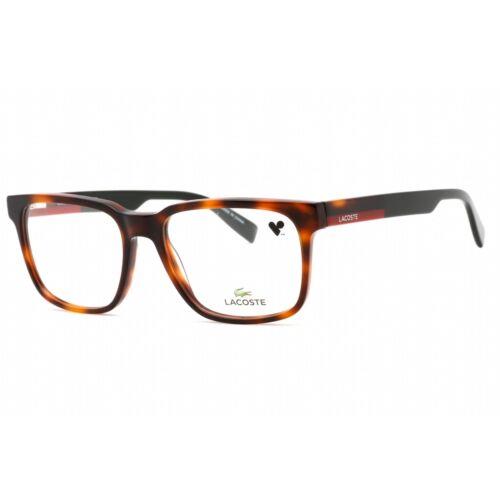 Lacoste Men`s Eyeglasses Full Rim Tortoise Plastic Rectangular Frame L2908 240