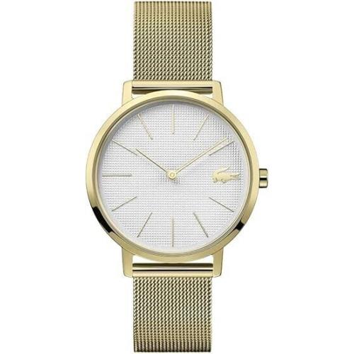 Lacoste 2001107 White Dial Gator Accent Gold Steel Mesh Band Womens Watch