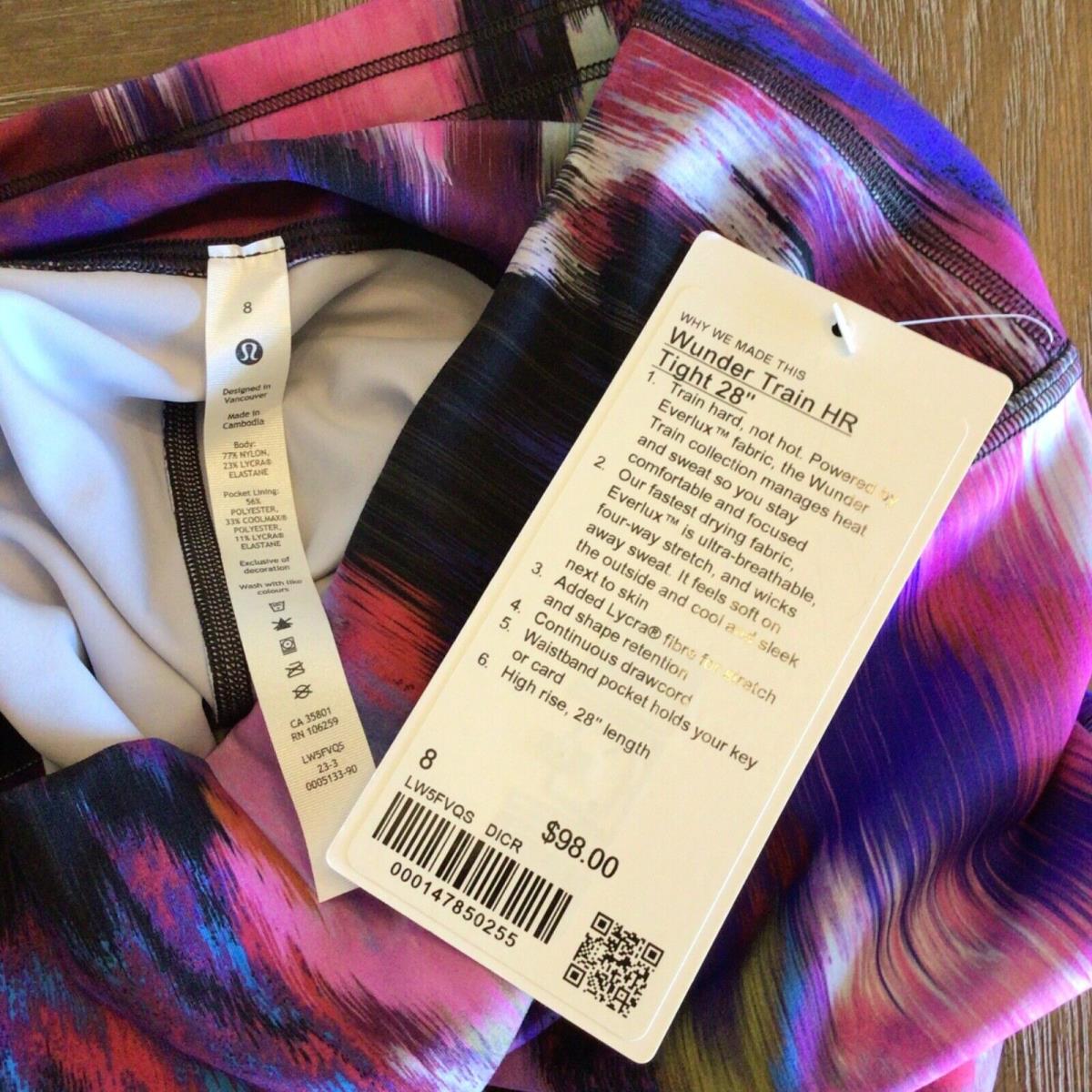 Lululemon Athletic Legging CA 35801 RN 106259 Abstract Multi Color Size 4