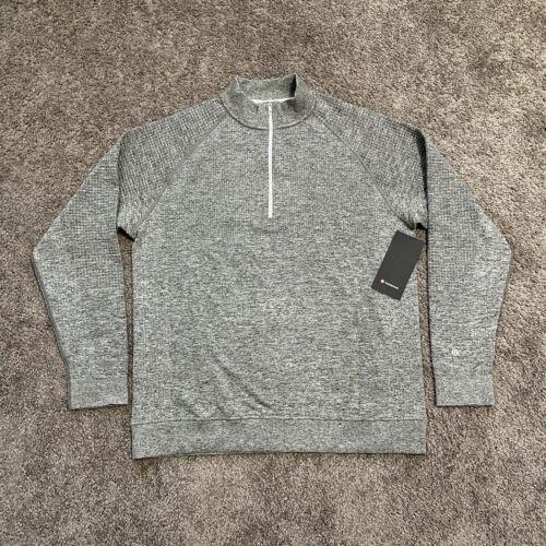 Lululemon Sweater Men`s Engineered Warmth Half Zip Sweatshirt Grey Vpor/gulg/blk