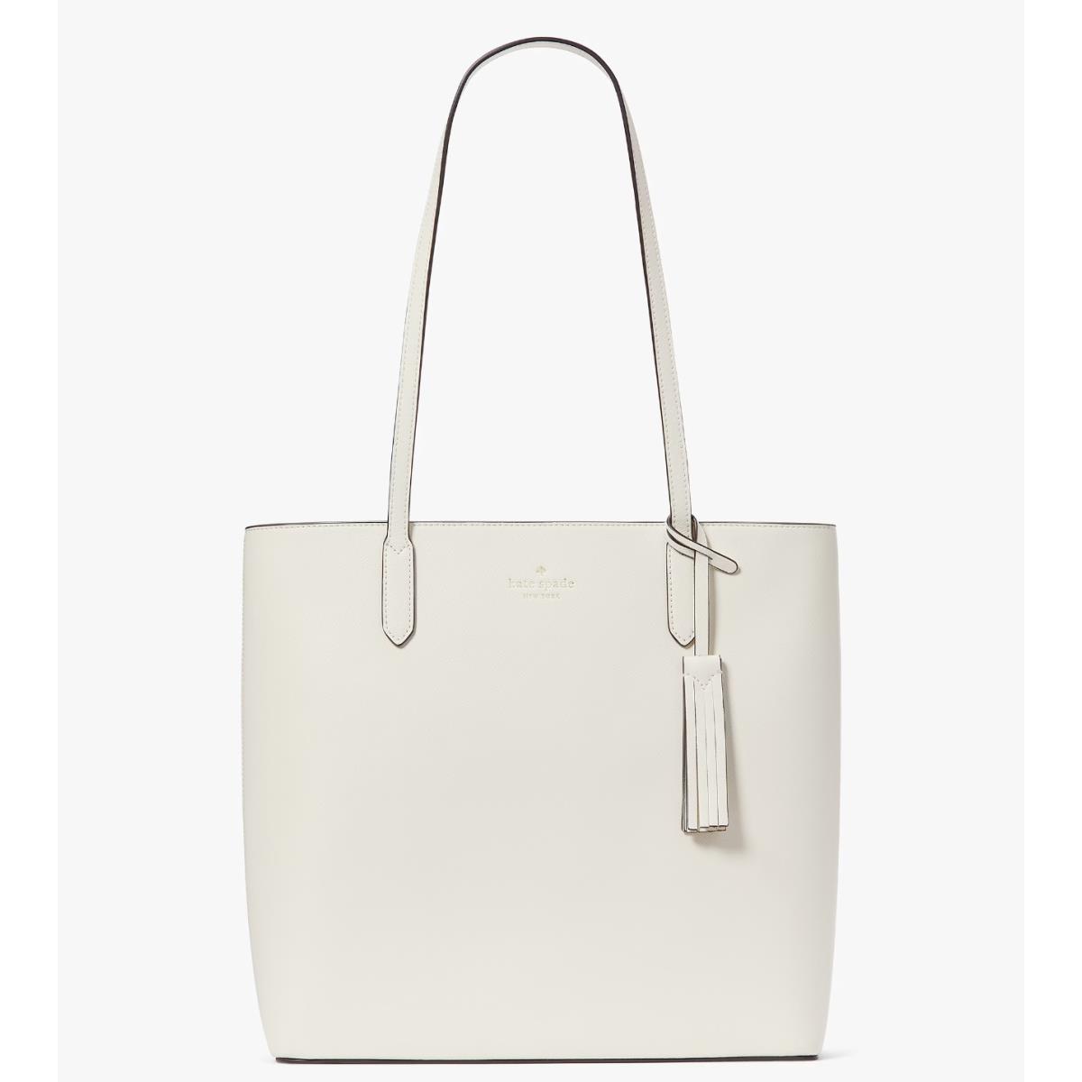 Kate Spade Jana Smooth Off White Leather Large Tote Bag Meringue K8150 FS