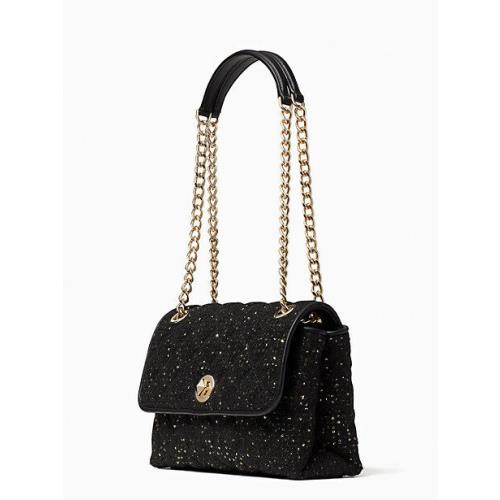 Kate Spade Natalia Flap Small Shoulder Bag Black Crossbody Handbag Tweeted - Lining: Black, Exterior: Black