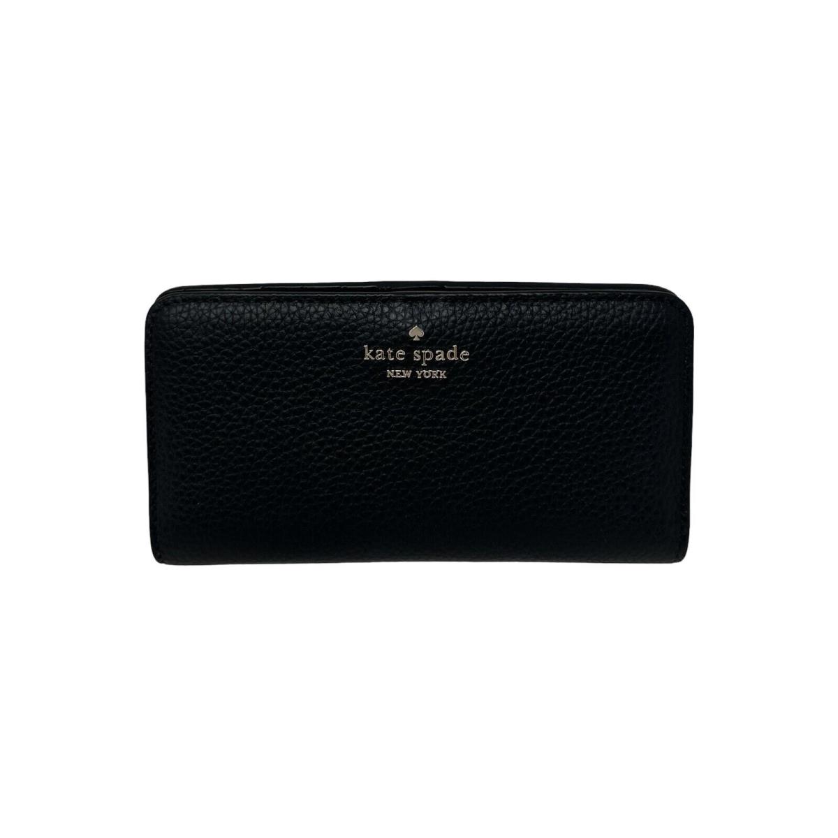 Kate Spade Dumpling Pebble Leather Large Slim Bifold Wallet Black KA575
