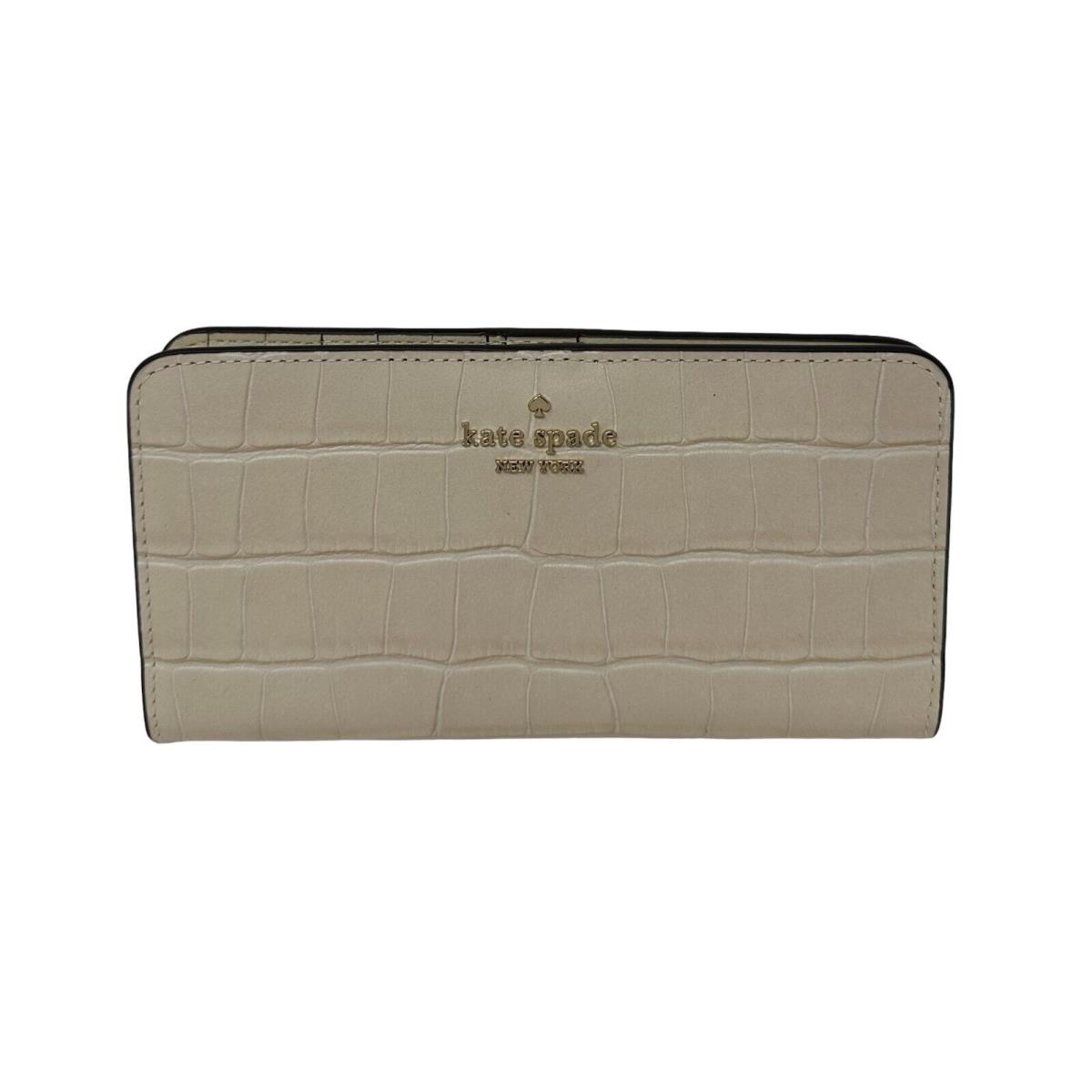 Kate Spade Dumpling Croc Embossed Leather Bare Large Slim Bifold Wallet KE628