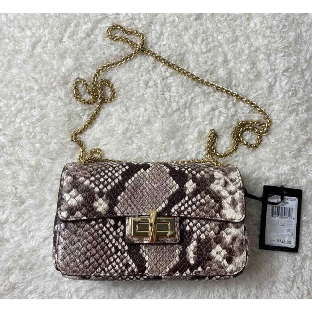 Dkny Jojo Small Flap Crossbody Bag Handbag Purse Natural Snake