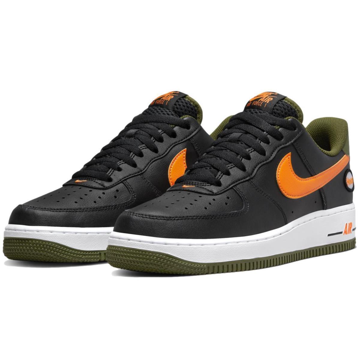 Nike Men`s Air Force 1 `07 LV8 `hoops - Black Total Orange` Shoes DH7440-001 - Black/Total Orange-Rough Green
