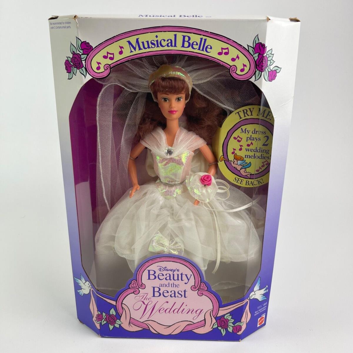 Mattel Disney Beauty and The Beast Musical Belle Wedding Dolls 1993