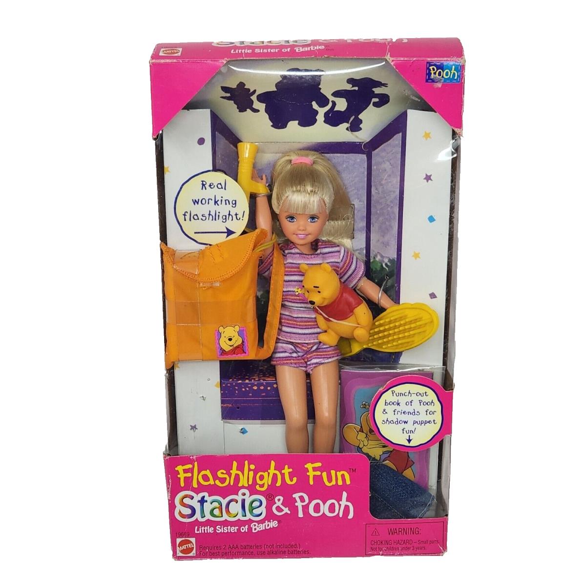 Vintage 1997 Flashlight Fun Stacie Pooh Barbie Doll Mattel 19669