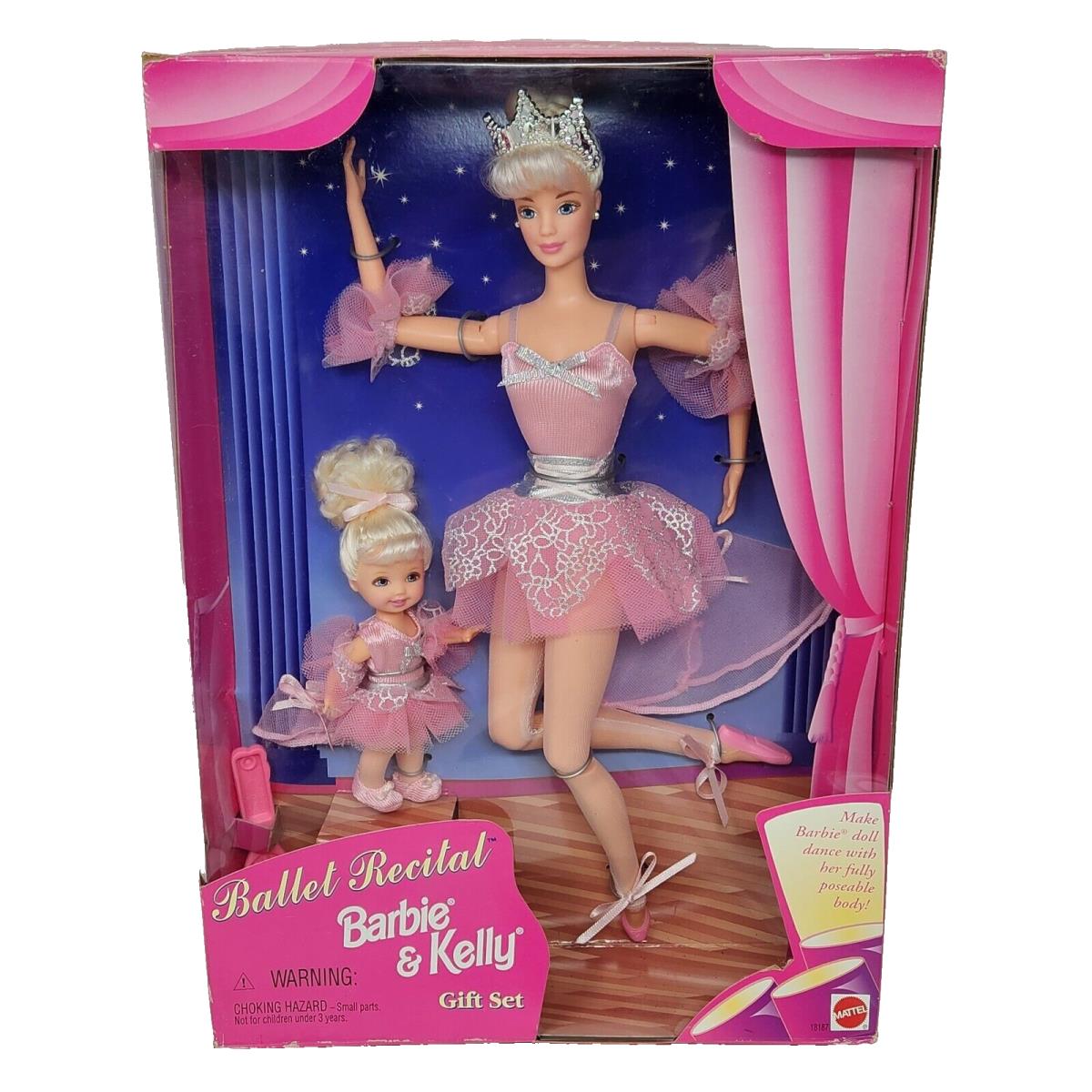 Vintage 1997 Ballet Recital Barbie Kelly Doll Mattel IN Box 18187