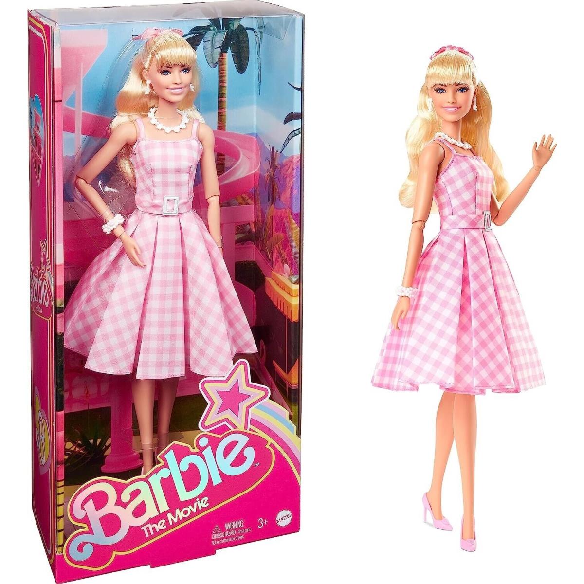 Barbie The Movie Margot Robbie Collector Doll Wearing Pink Gingham Dress