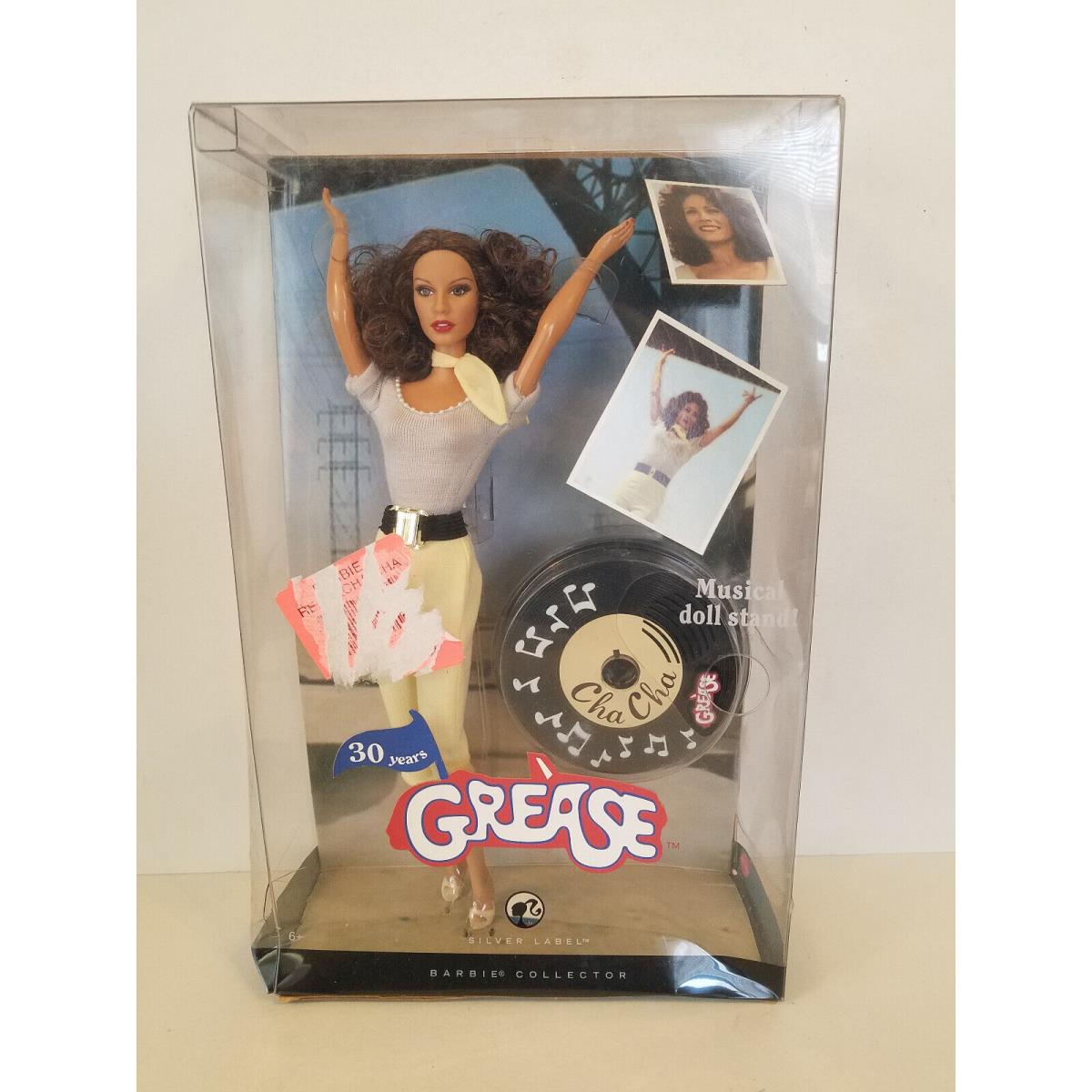 2007 30 Years Grease Cha Cha Race Day Barbie Doll/ Musical Doll Stand Nrfb