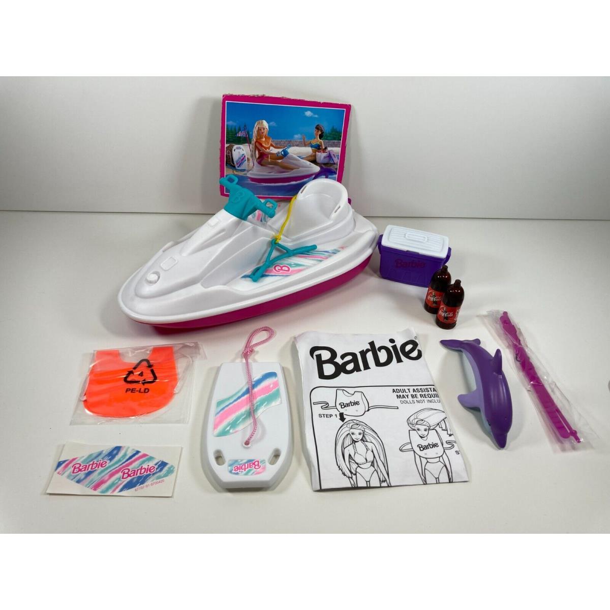 Barbie Splash N Fun Playset Jetski Wave Board Cooler Purple Dolphin 67707 Mattel