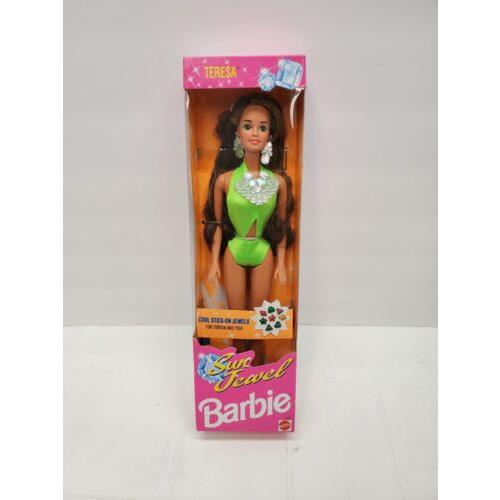 Vintage 1993 Sun Jewel Barbie Doll Brunette Teresa Stick-on Jewels