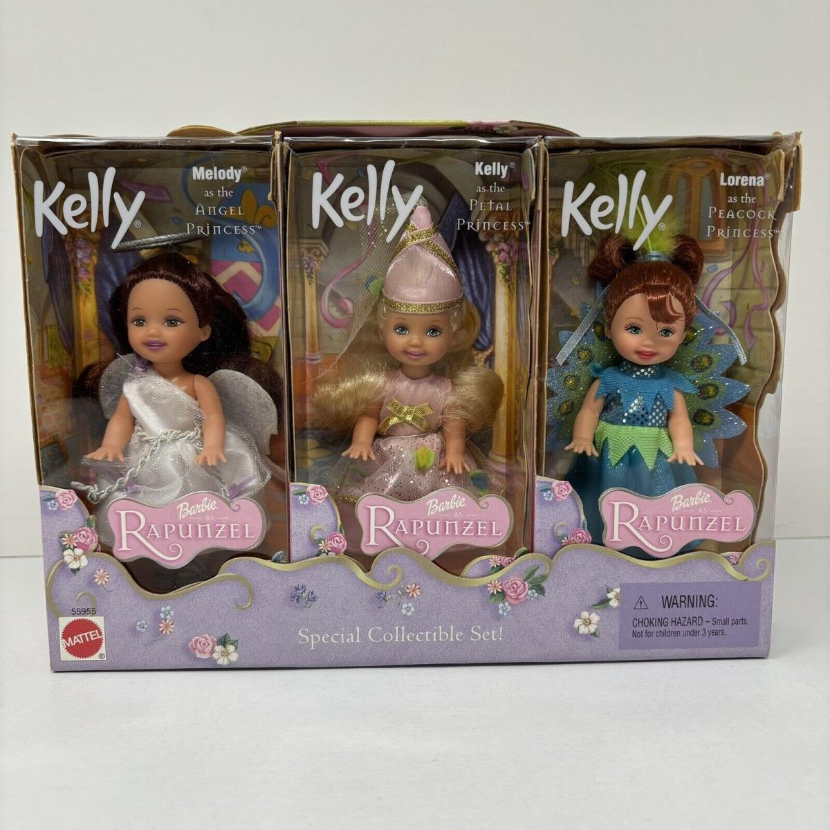 Barbie Kelly Rapunzel Special Collectible 3 Doll Set Princess Peacock