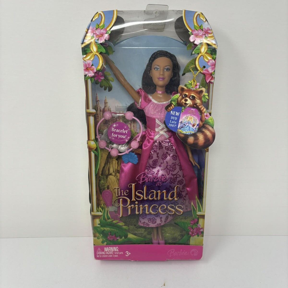 2007 Barbie The Island Princess Doll African American Maiden L1149 Pink Dress