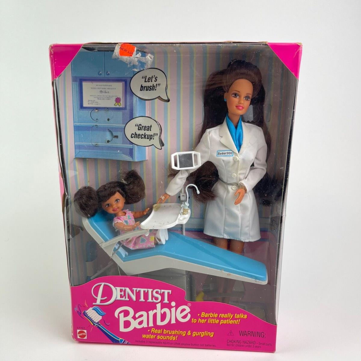 Mattel Dentist Barbie Doll Brunette with Little Patient Kelly Doll Set 1997