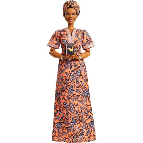 Barbie Inspiring Women Maya Angelou Doll 12-Inch Wearing Dress with Doll Stan