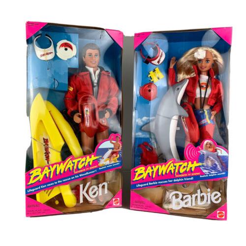 Baywatch 1994 Edition Barbie Ken Lifeguards Mattel 13199 13200 Dolls