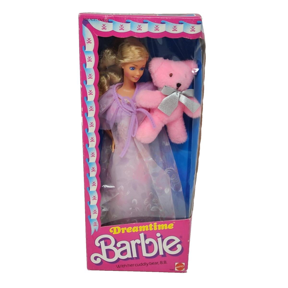 Vintage 1984 Mattel Dreamtime Barbie W Pink Bear BB Box 9180