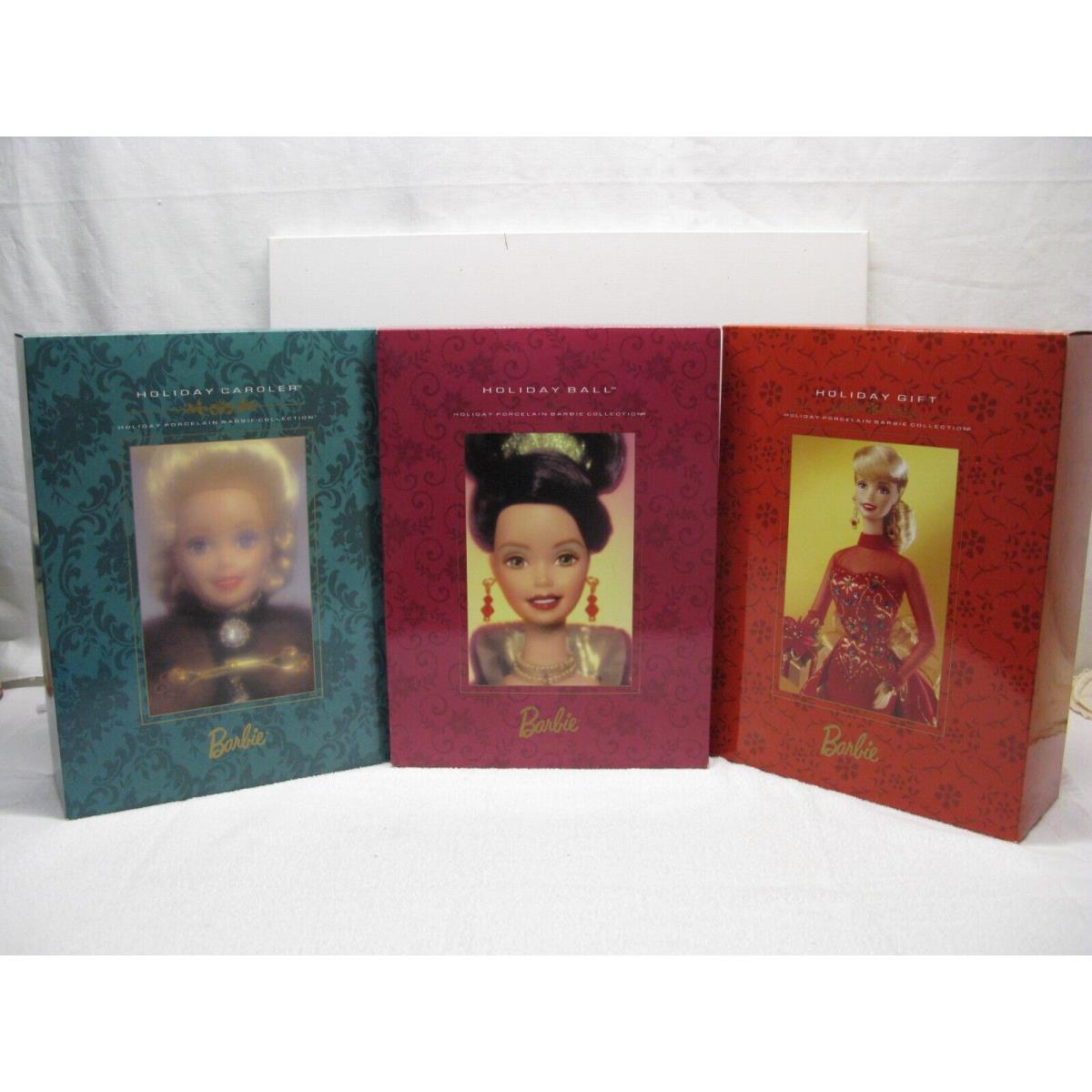 Set Of 3 Barbie Holiday Porcelain Collection Carole Gift Ball `96 `97 `98