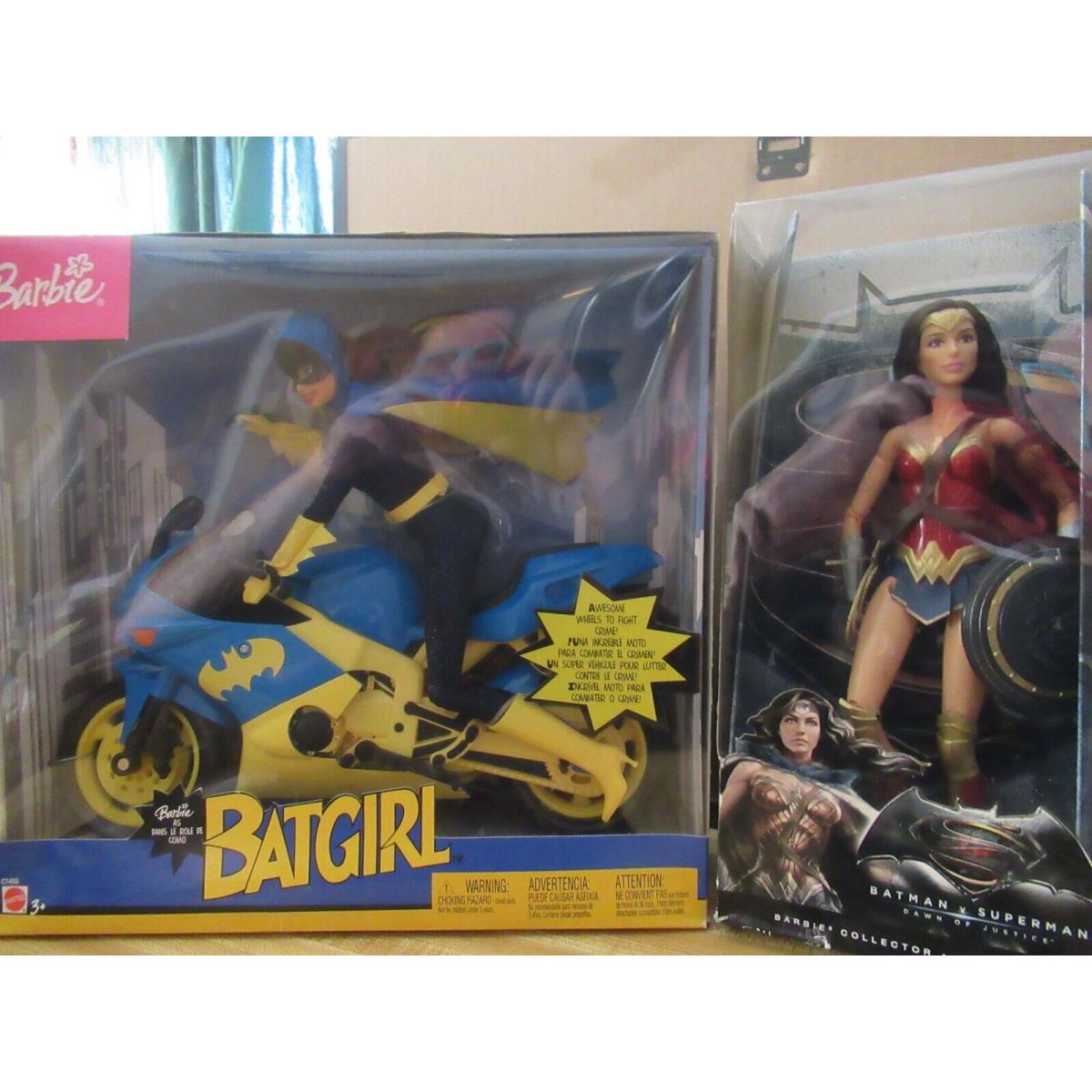 2003 Batgirl Barbie w Motorcycle with Wonder Woman Never Opened