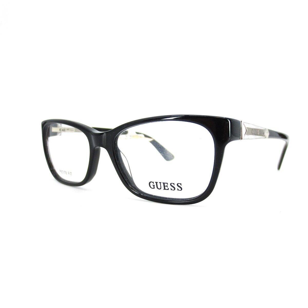 Guess Petite Eyeglasses Frames GU2561 001 Black Silver Rectangular 50-15-135