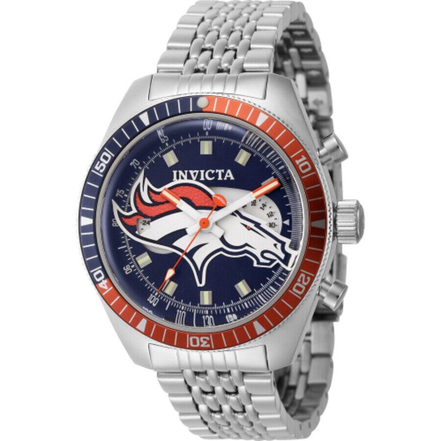 Invicta Nfl Denver Broncos World Time Gmt Quartz Blue Dial Men`s Watch 45006