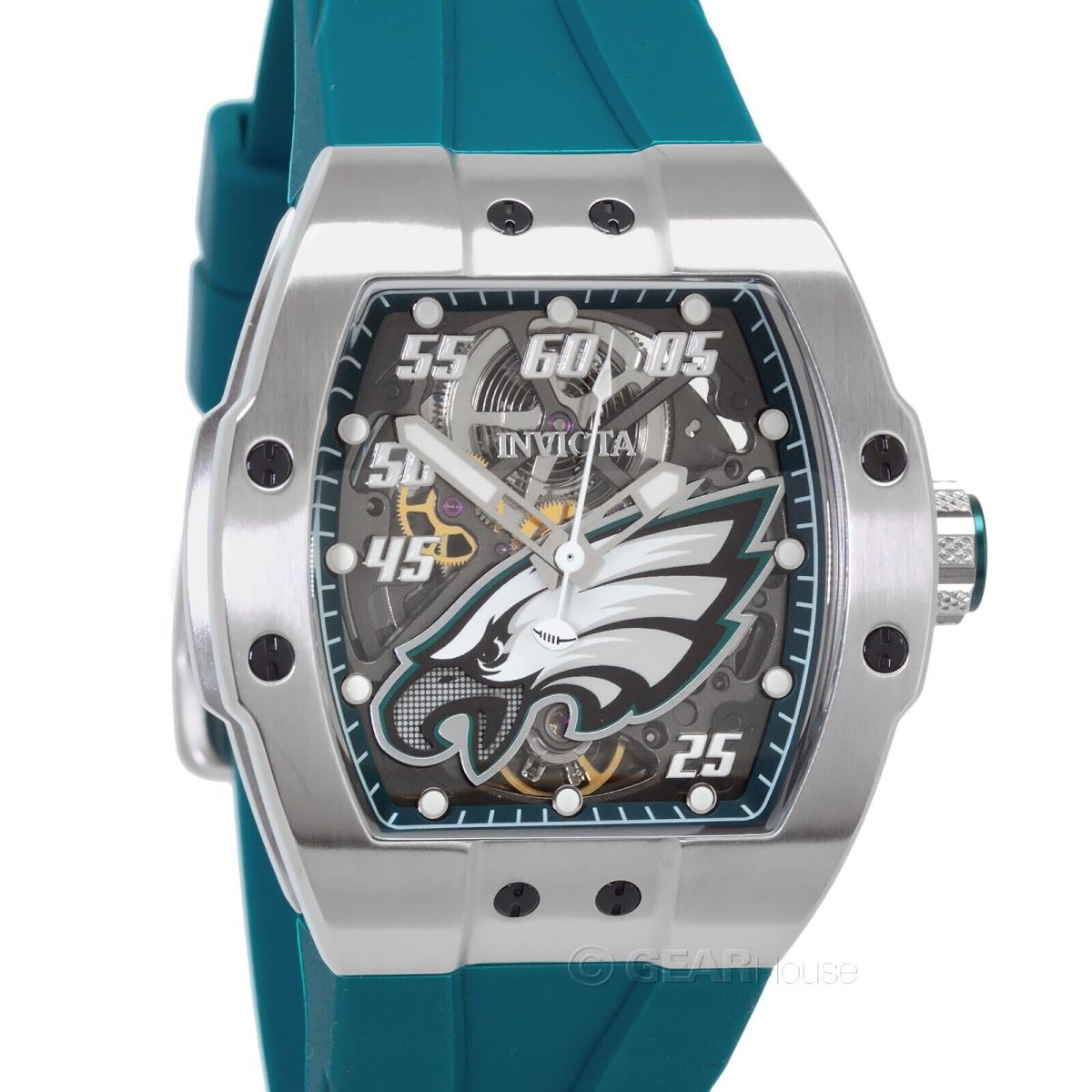 Invicta Mens Nfl Philadelphia Eagles Automatic Watch S1 Diablo Teal Silicone