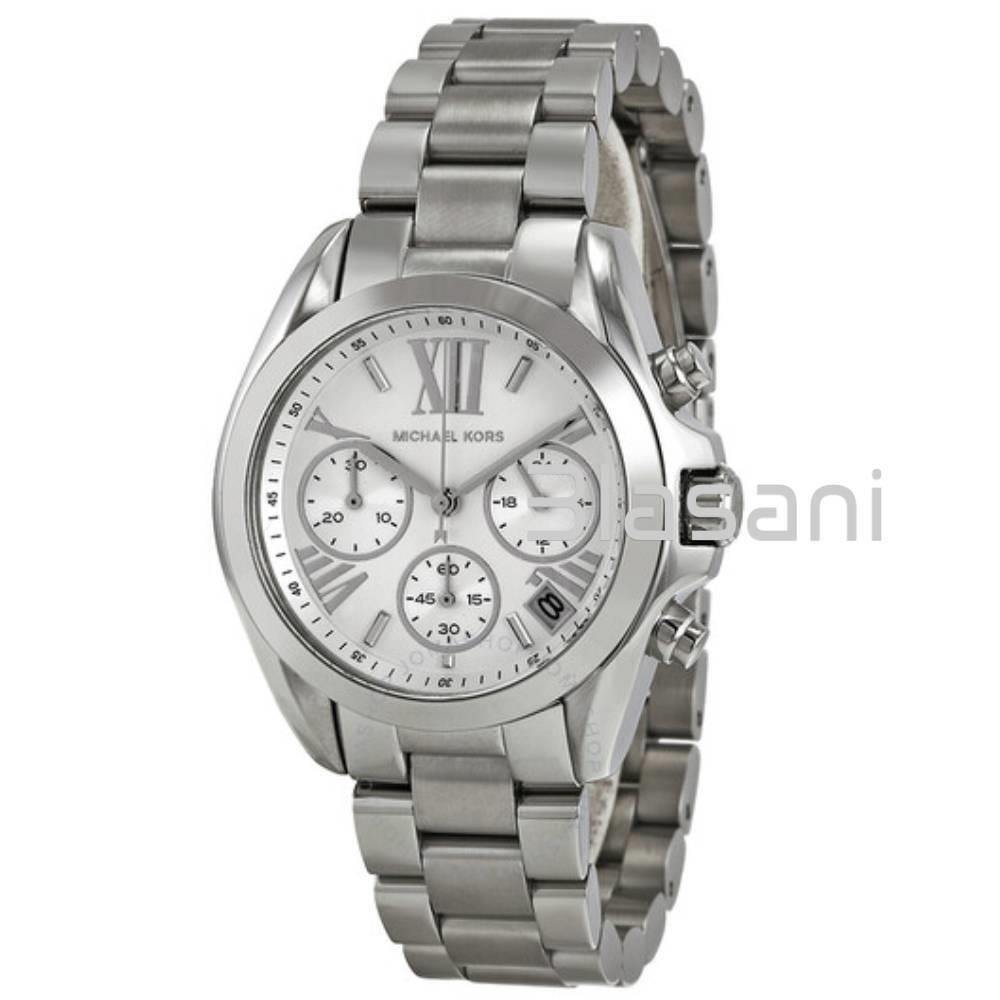 Michael Kors MK6174 Women`s Mini Bradshaw Silver Chronograph 36mm Watch