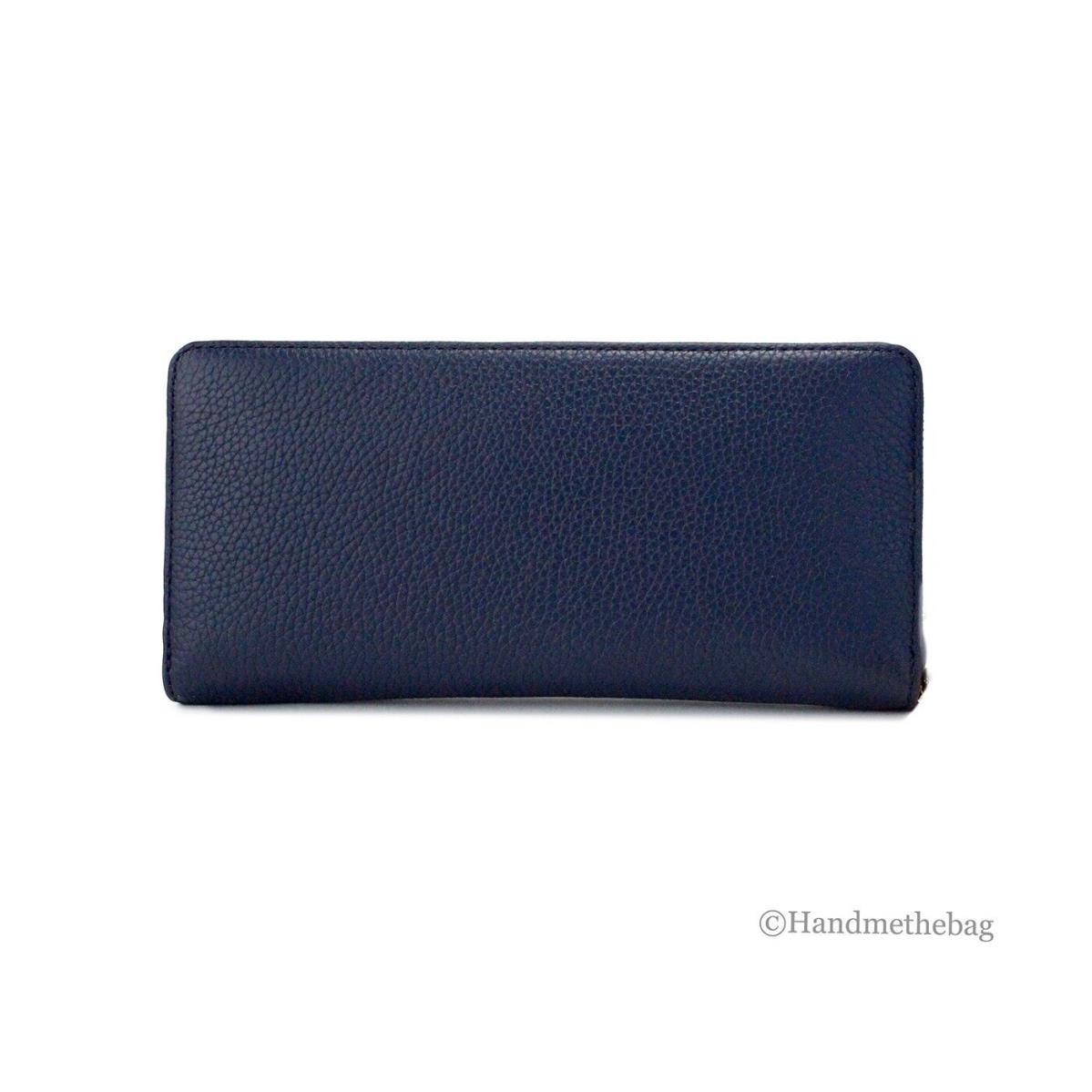 Michael Kors Jet Set Travel Large Navy Pebbled Leather Continental Wrist Wallet