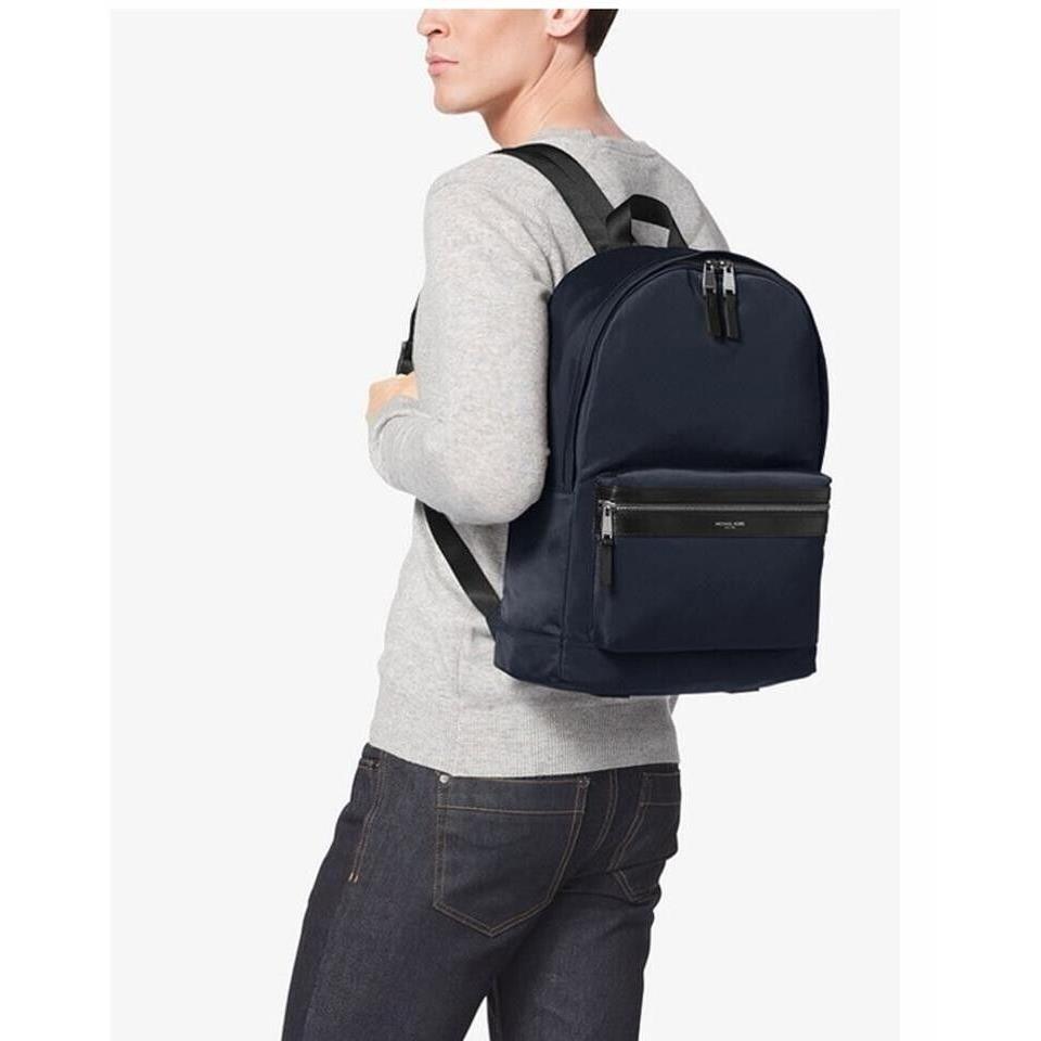 Michael Kors Kent Backpack Indigo Leathe Trim Moto Unisex