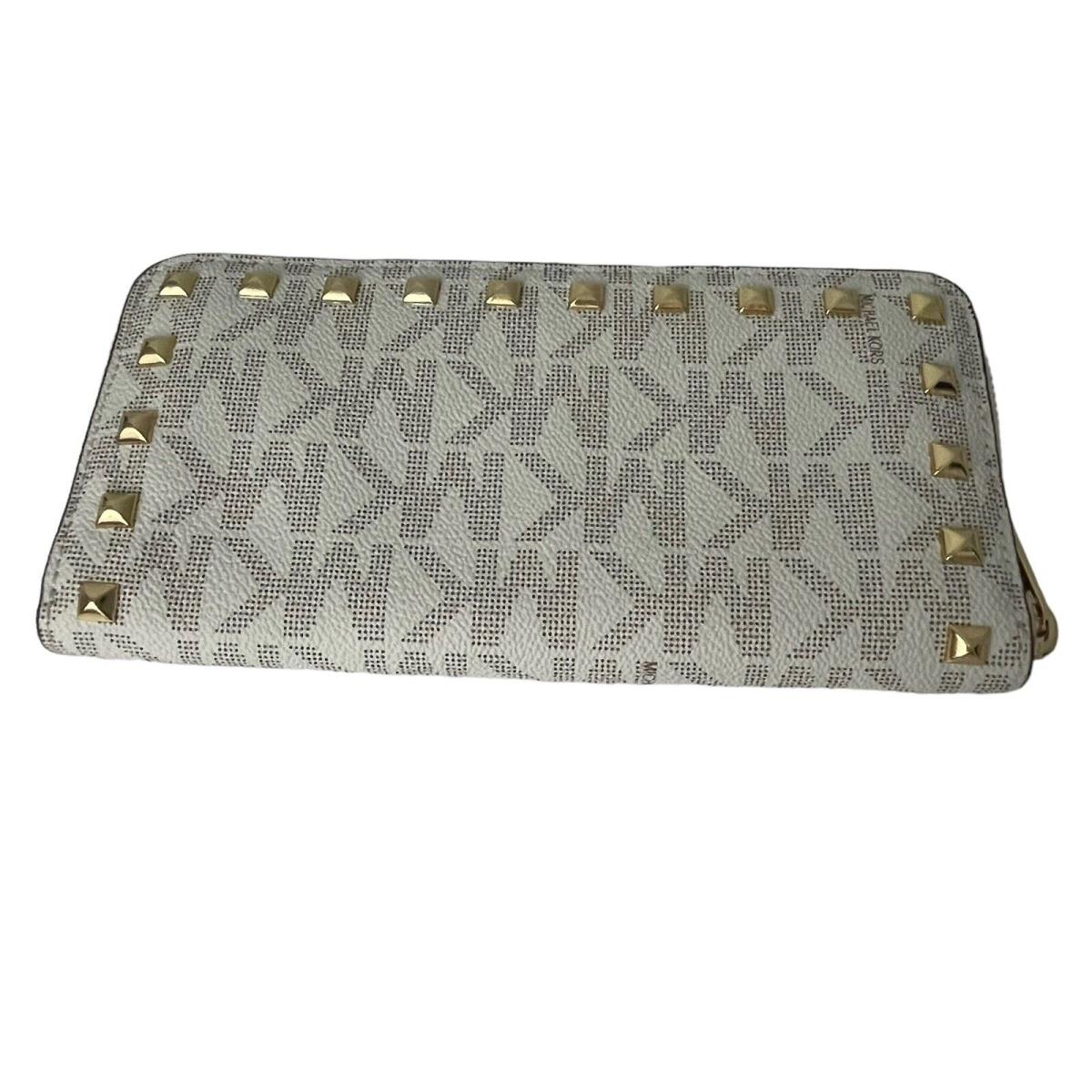 Michael Kors Wallet Jet Set Studded ZA Continental Vanilla MK Signature