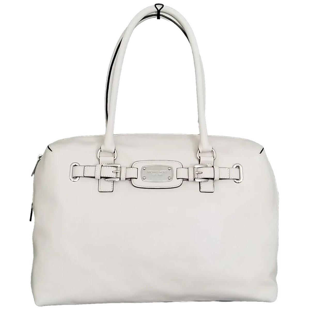 Michael Kors Hamilton Weekender X-large Vanilla Silver Leather Tote Bag